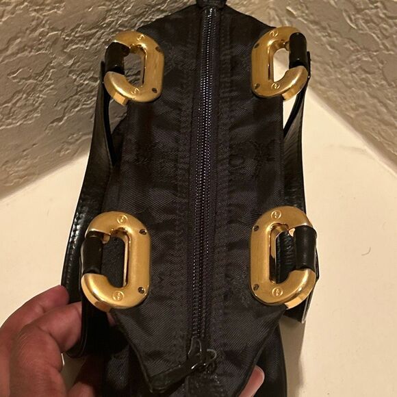 MCM Top Handle Nylon Tote Mini Bag Gold Hardwear Vintage Logo Print Y2K Style - Picture 14 of 15